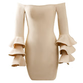 New Winter Butterfly Long Sleeve Bandage Party Dresses